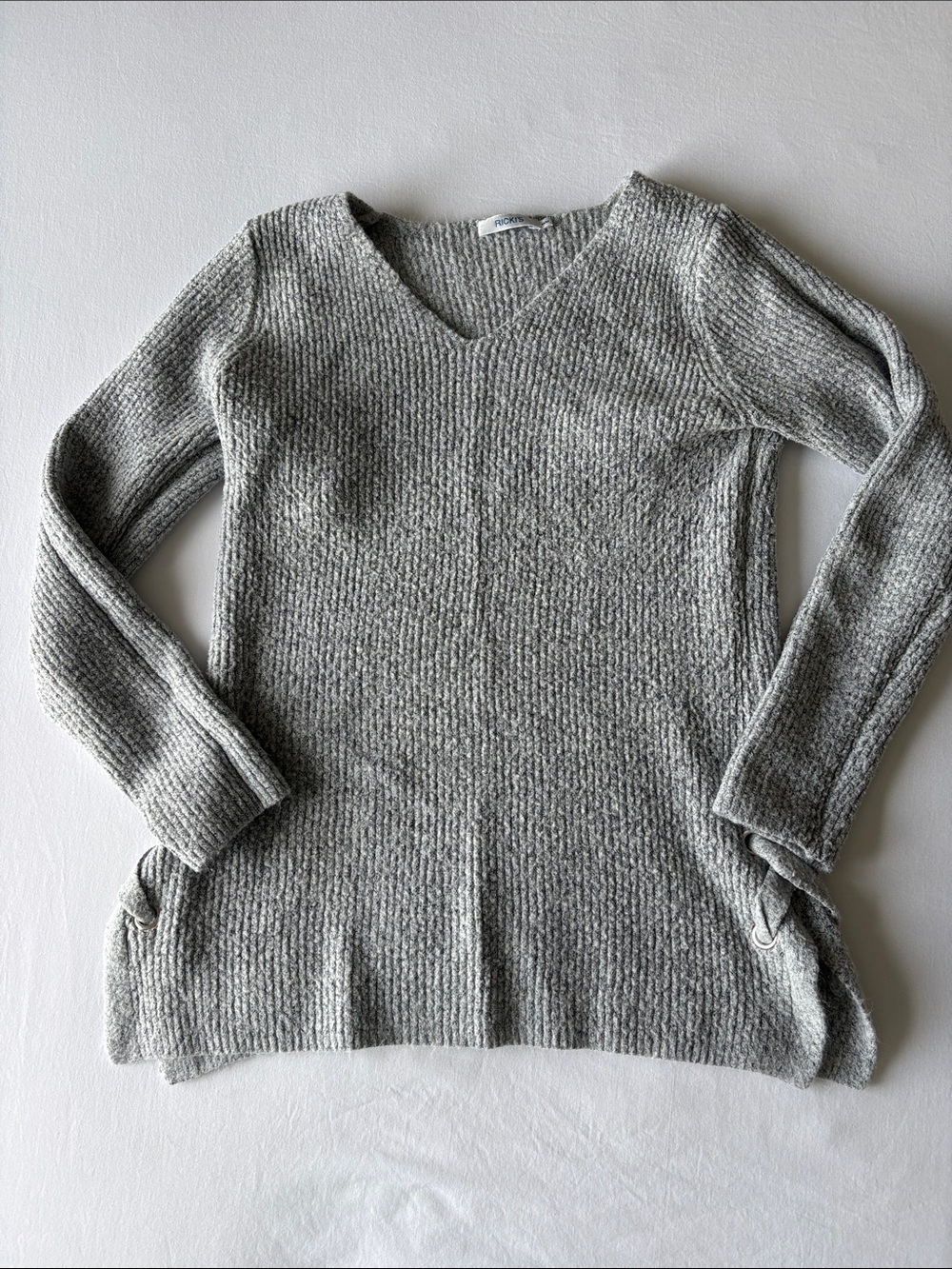 Ricki's Heather Gray Ribbed V-Neck Sweater